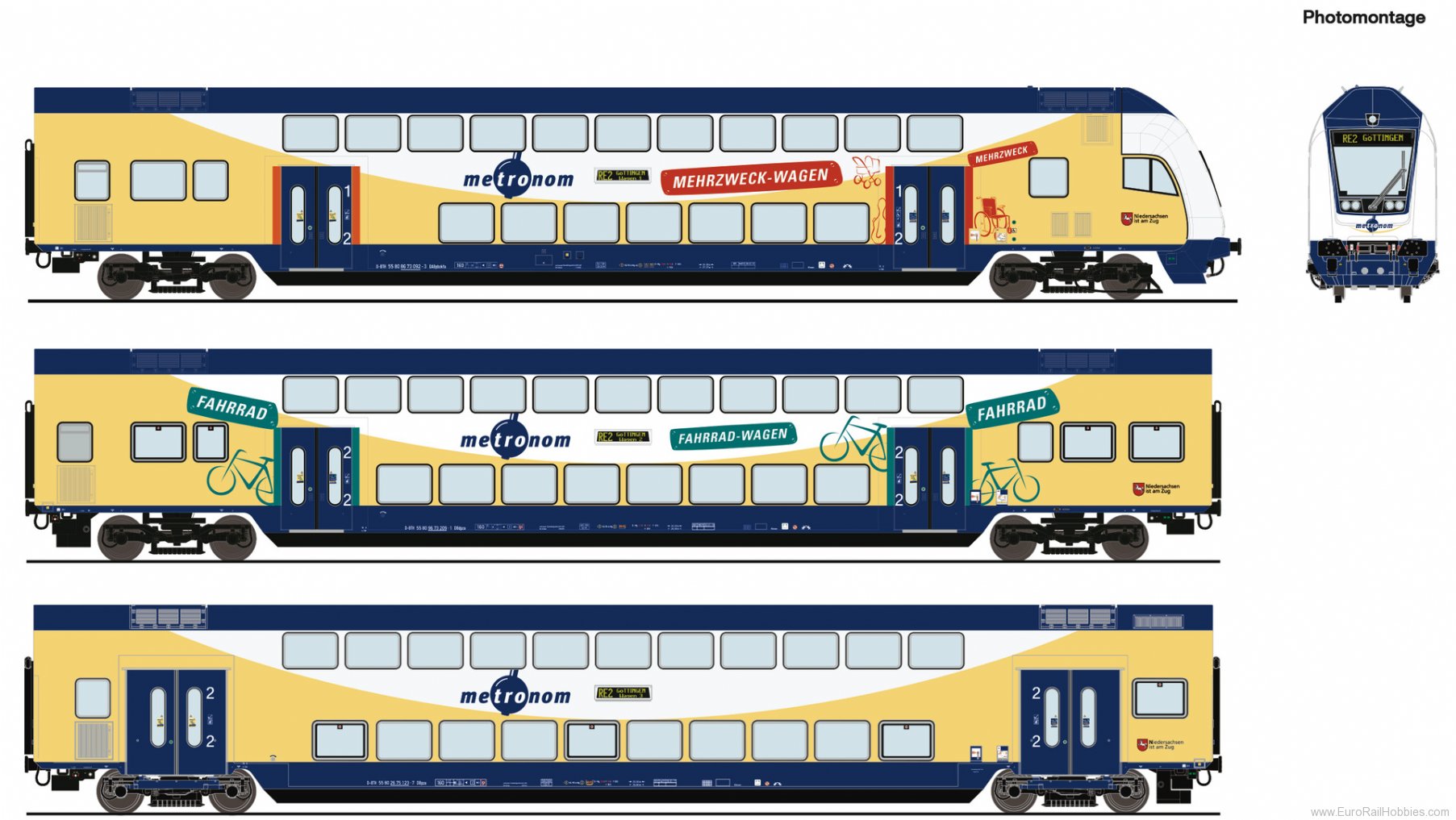 Roco 6220105 3-piece set: Double-deck coaches, metronom (M