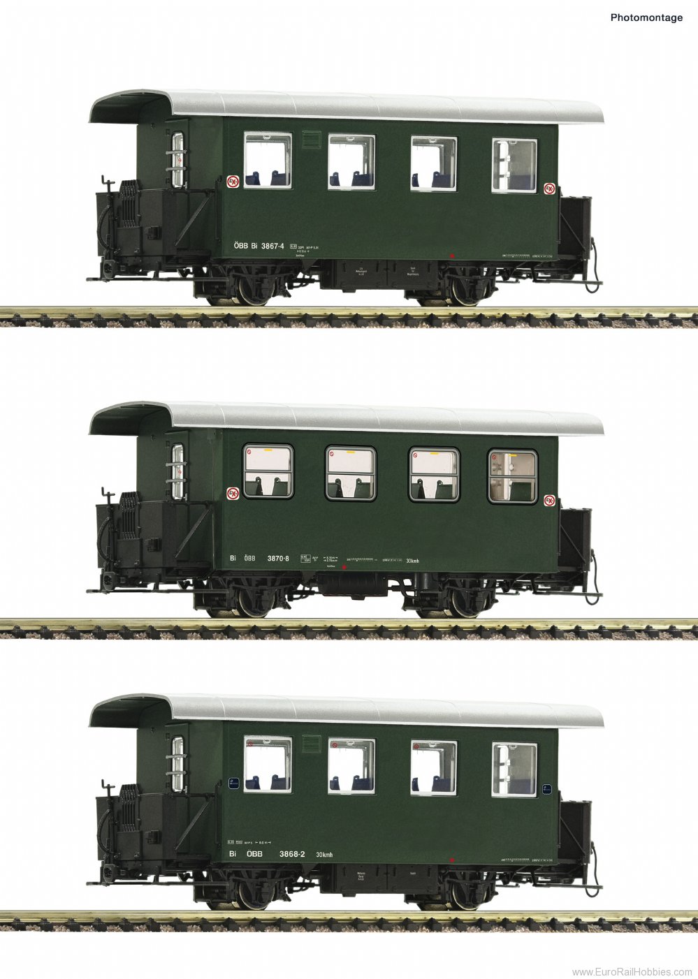 Roco 6240001 3 piece set: Narrow-gauge passenger coaches, 