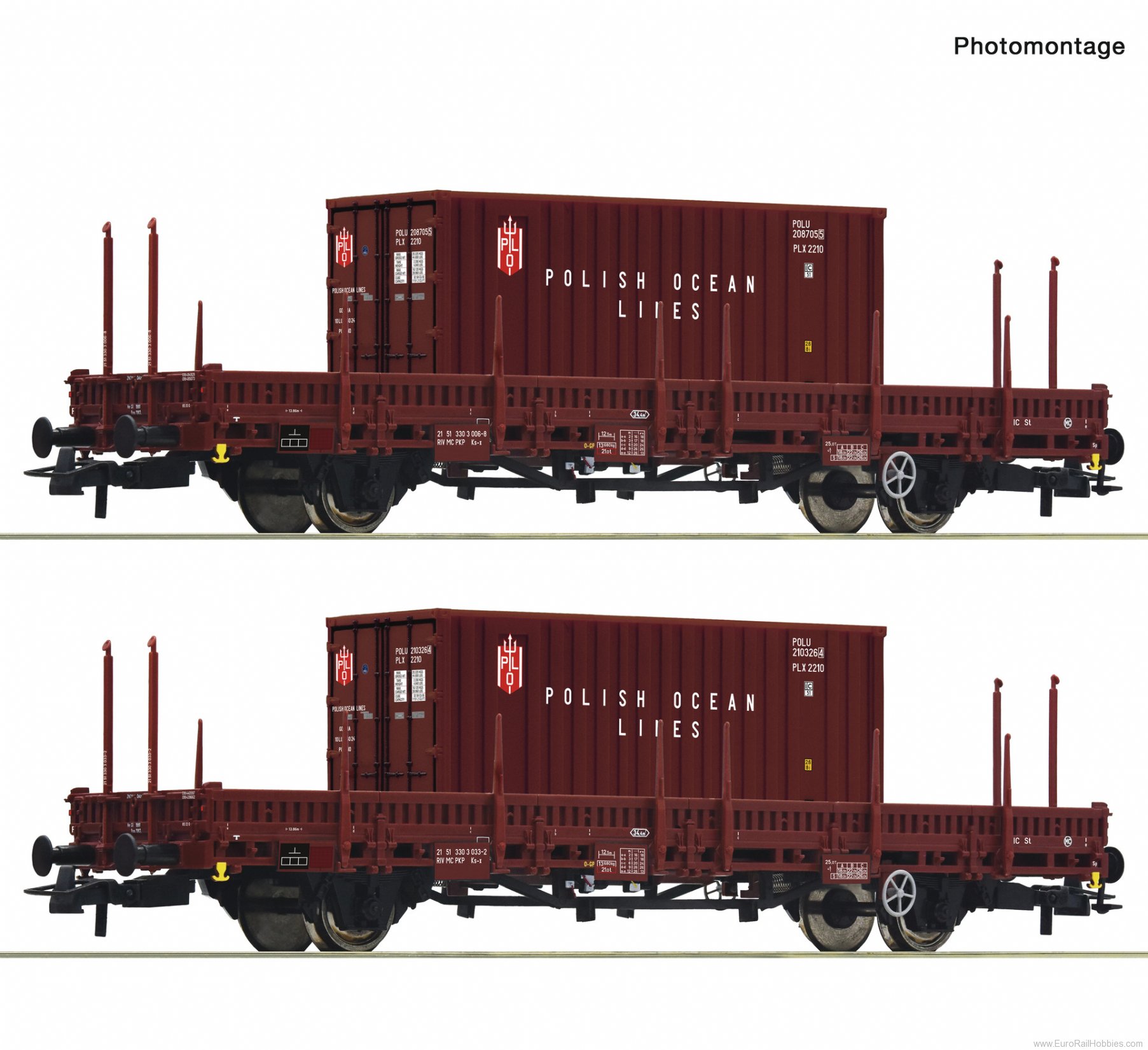 Roco 6600006 2-piece set: Swivel-type stake wagon, PKP