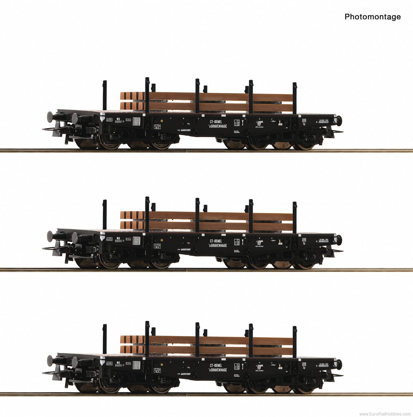 Roco 6600016 NS 3-Piece Set: Heavy-duty wagon 