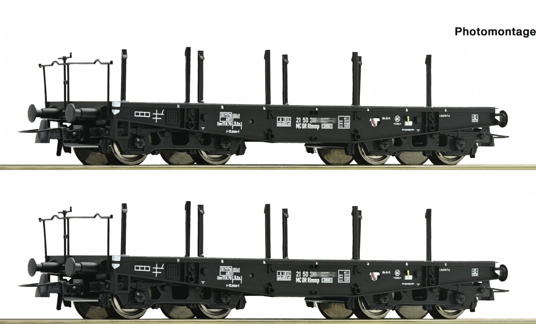 Roco 6600031 2-piece set: Heavy-duty wagon, DR