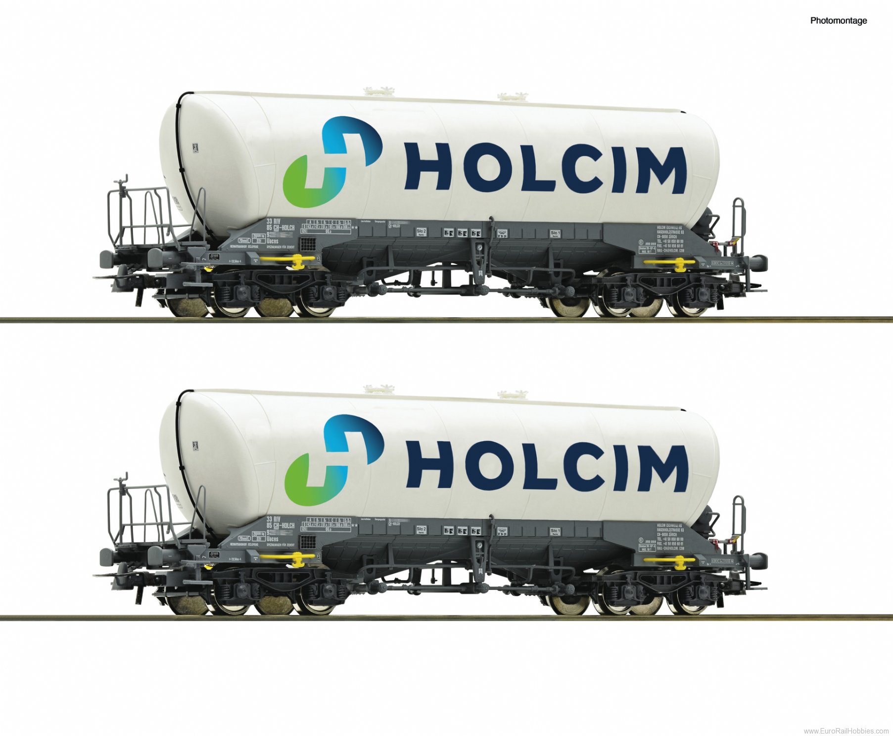 Roco 6600051 2 piece set: Silo wagons, Holcim