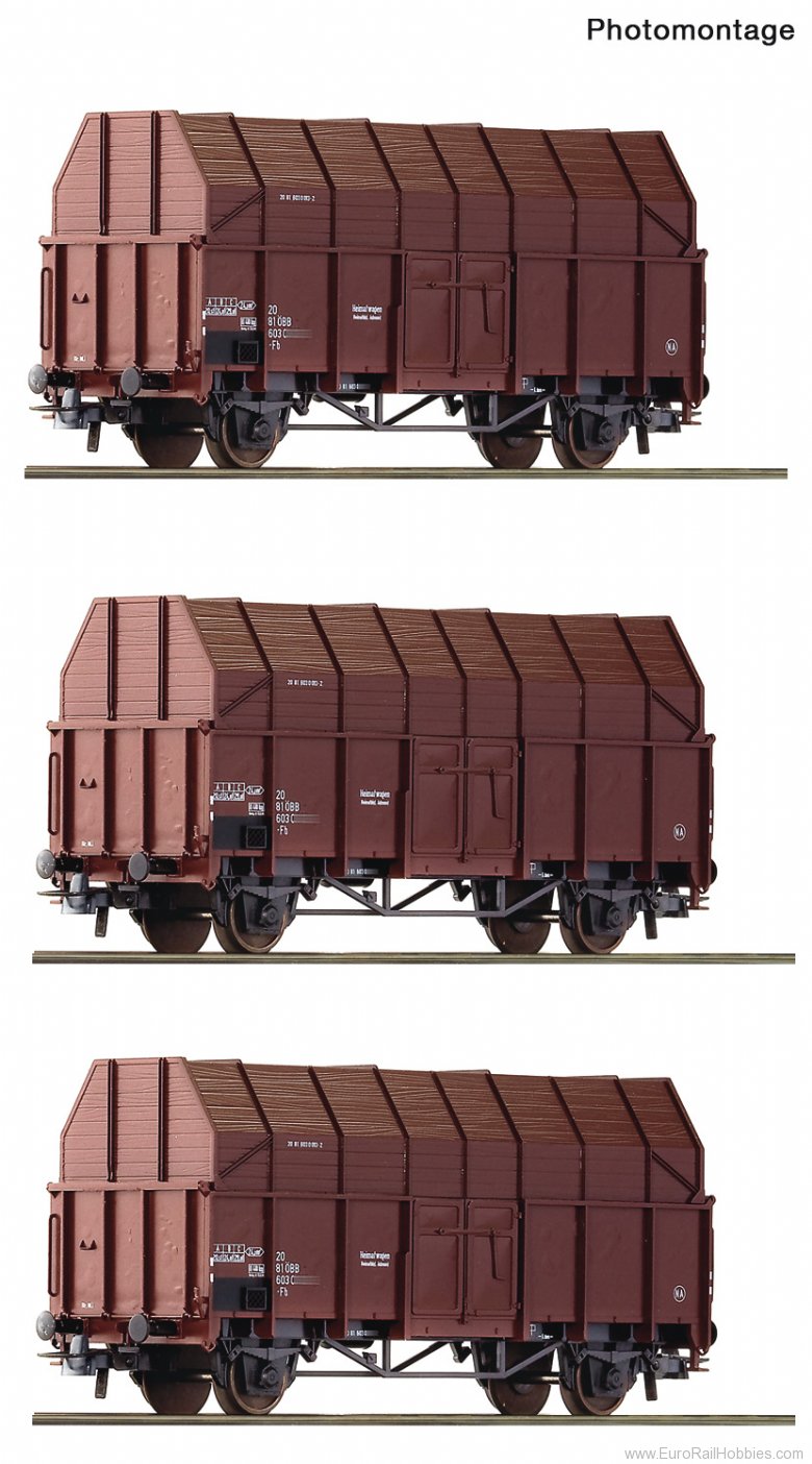 Roco 6600056 3-piece set: Sawdust wagons, ÃBB