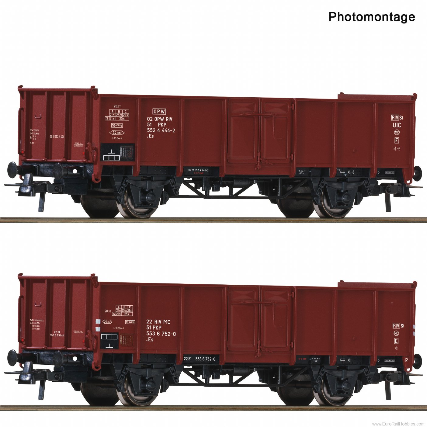 Roco 6600058 2-piece set: Open goods wagons, PKP