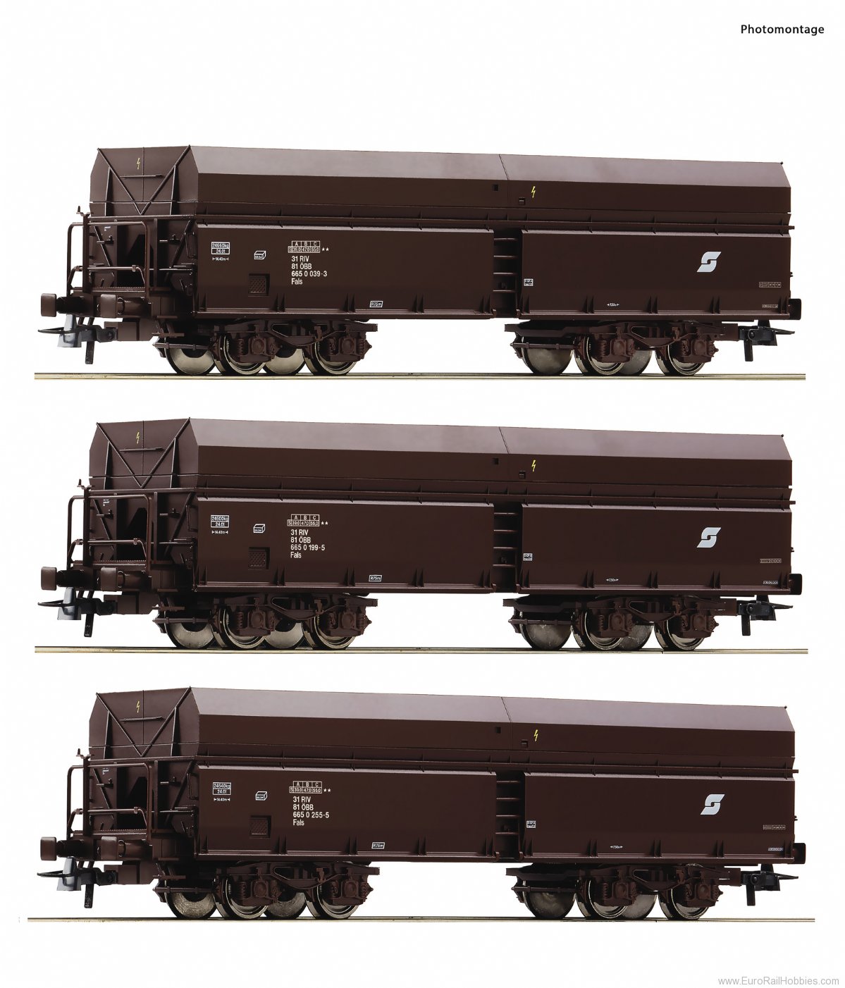 Roco 6600071 3-piece set: Self-unloading wagons, ÃBB