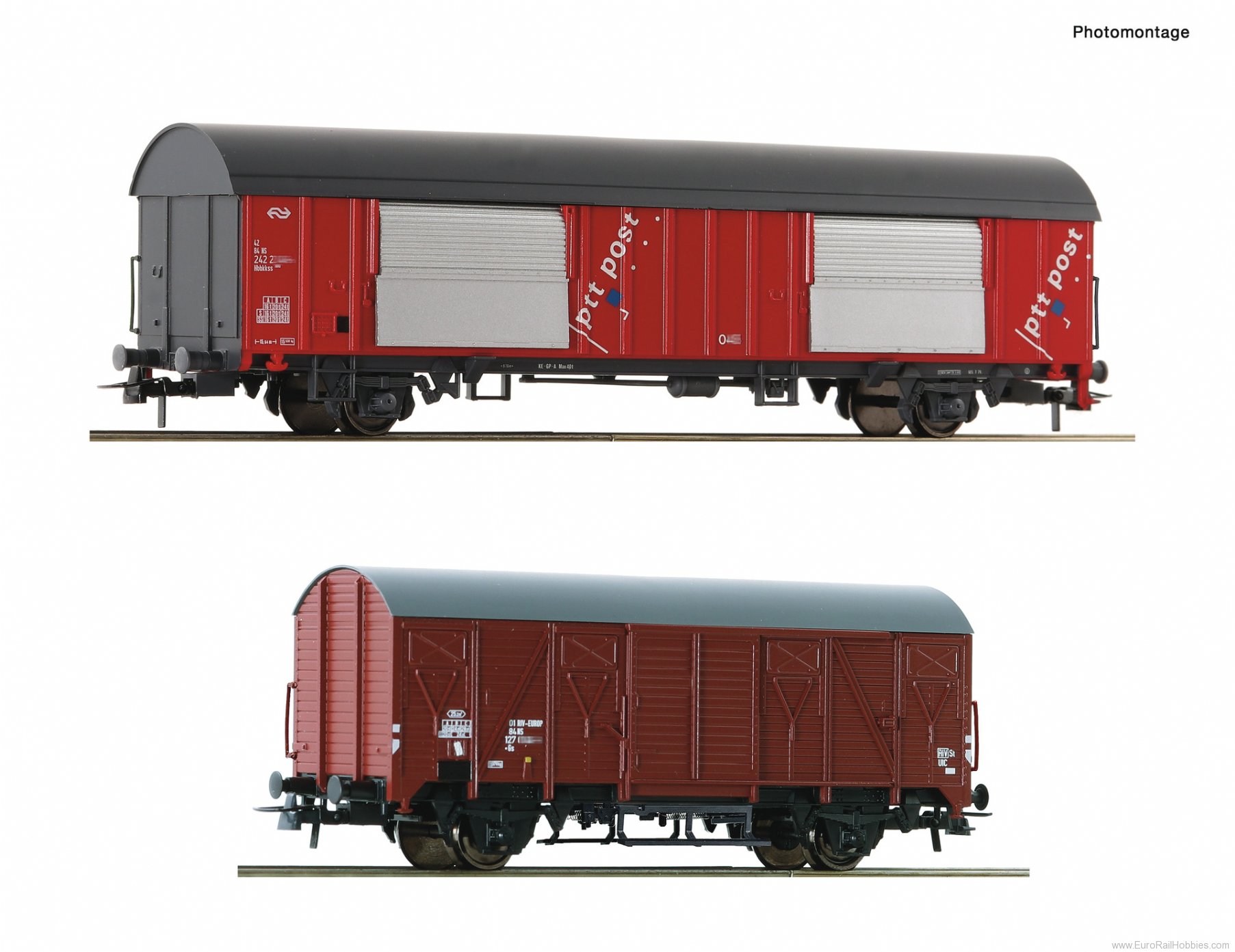 Roco 6600074 2 piece set: Mail wagons, NS