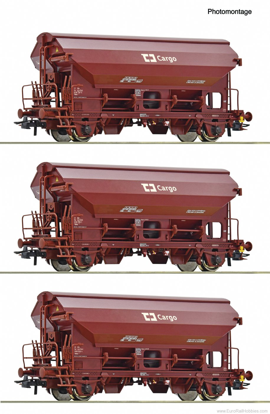 Roco 6600078 3 piece set: Swivel roof wagons, CD Cargo