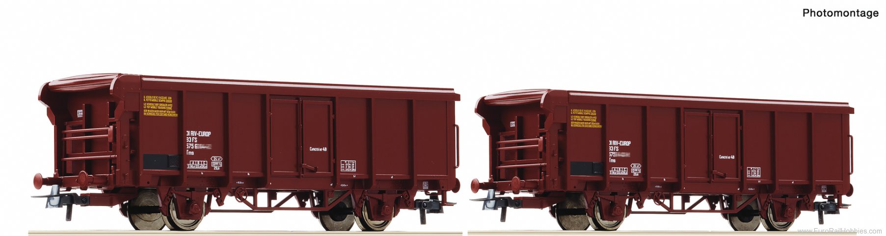 Roco 6600082 2 piece set: Rolling roof wagons, FS