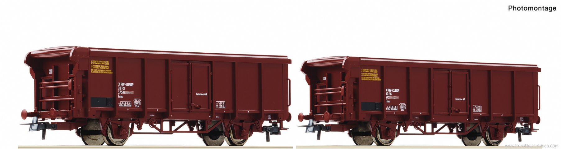 Roco 6600082 2 piece set: Rolling roof wagons, FS