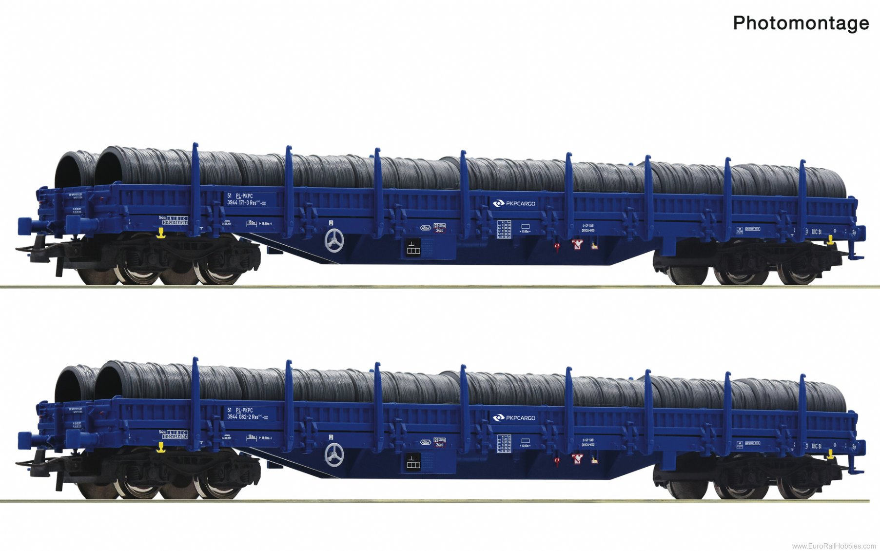 Roco 6600099 2 piece set: Stake wagons, PKP Cargo