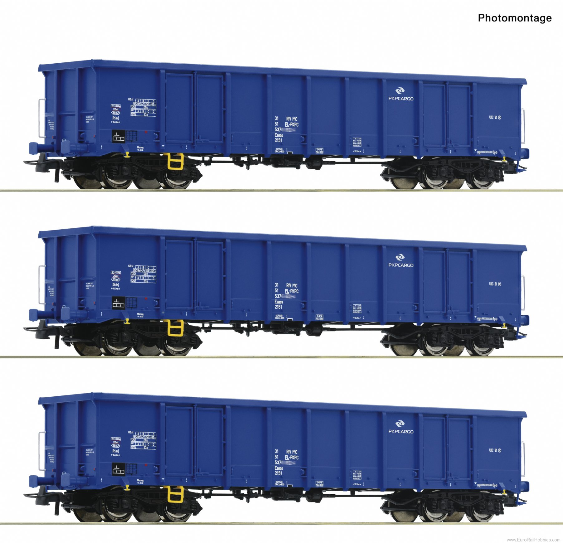 Roco 6600100 3 piece set: Open goods wagons, PKP Cargo