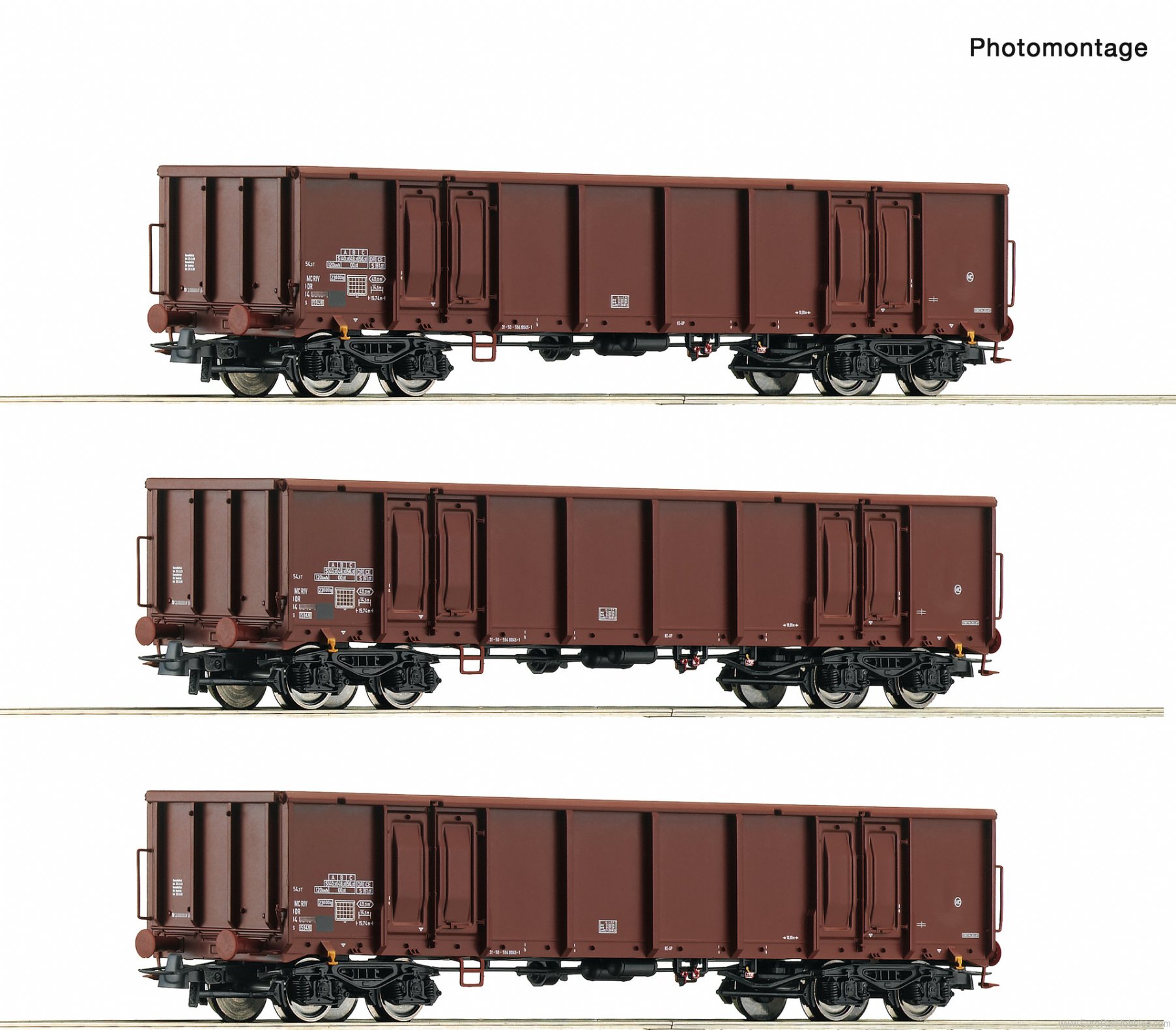 Roco 6600103 3 piece set: Open goods wagons, DR