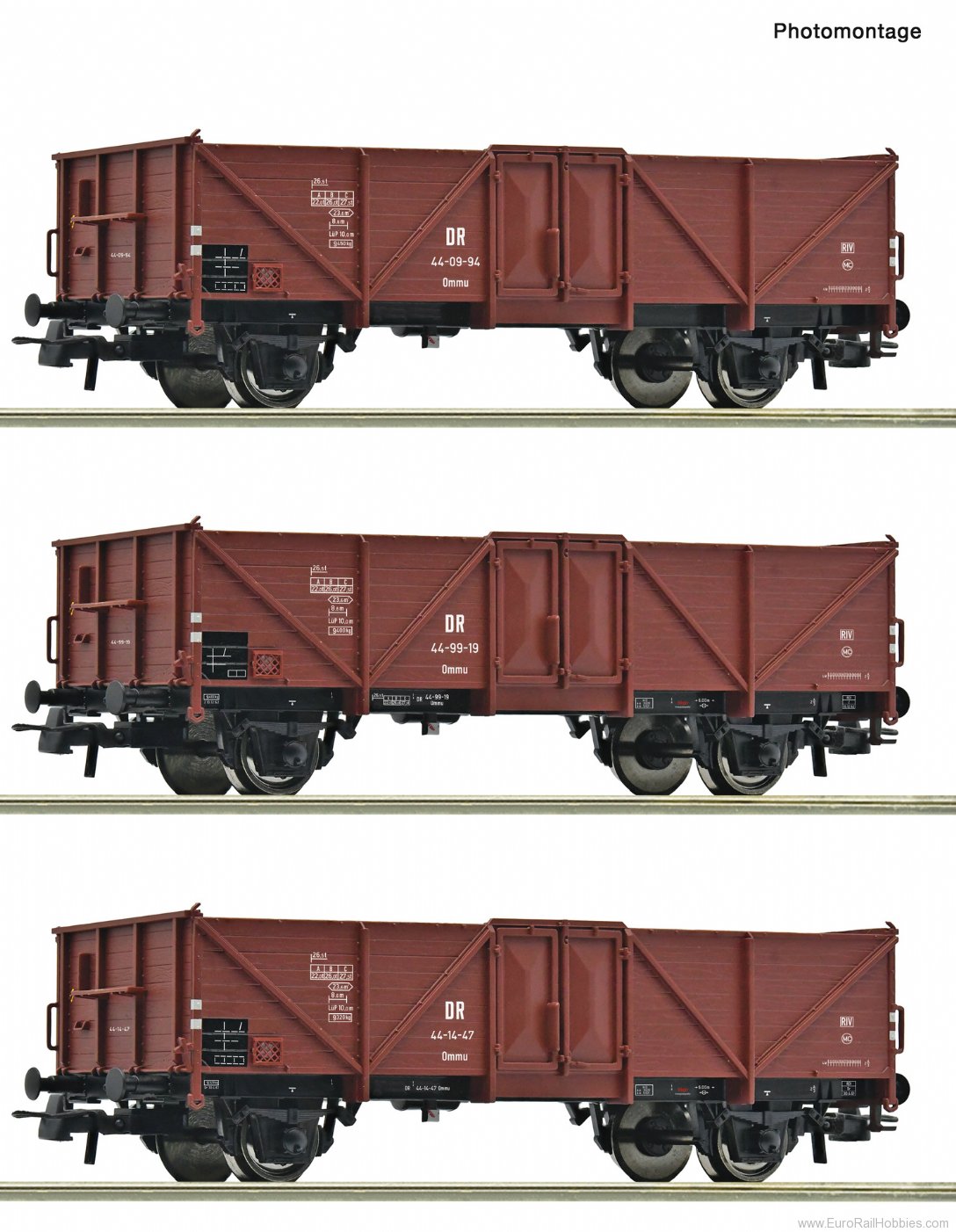Roco 6600115 Roco DR 3-piece set: Open goods Wagon