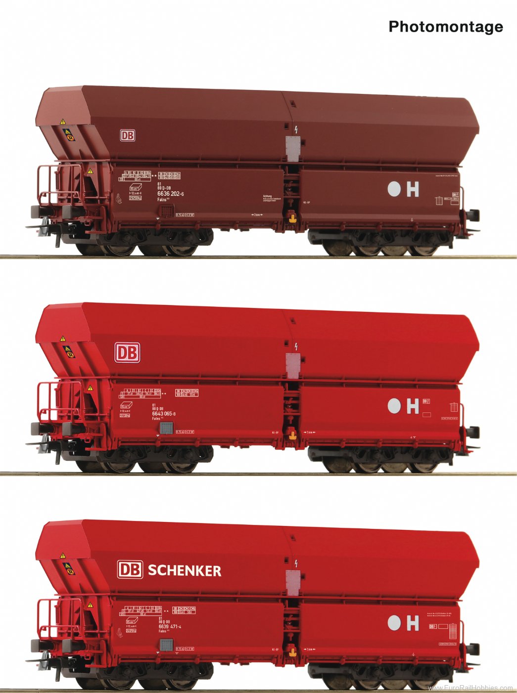 Roco 6600135 Roco DB AG 3 piece set: Self unloading hopper
