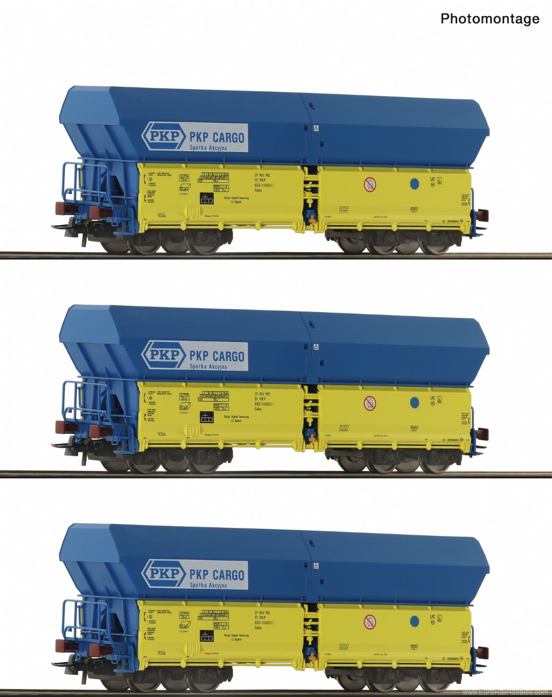 Roco 6600136 Roco PKP 3 piece set: Self unloading hopper W