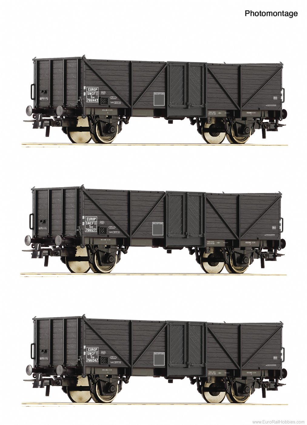 Roco 6600141 Roco SNCF 3 piece set: Open goods Wagons