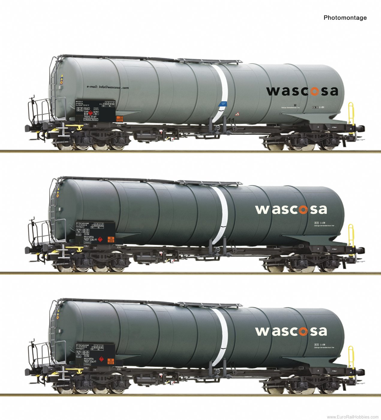Roco 6600143 Roco 3 piece set: Tank Wagons, Wascosa 