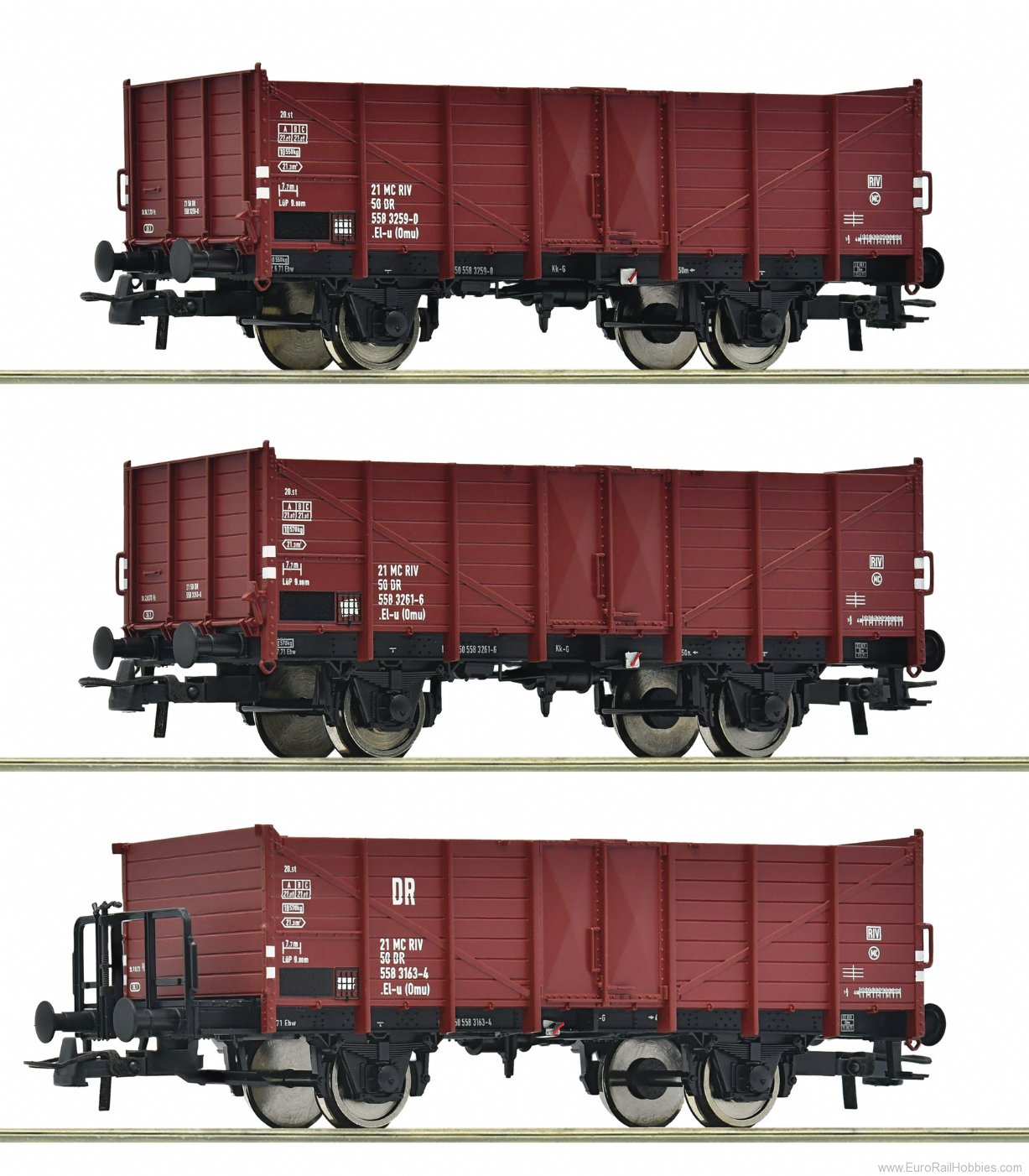 Roco 6600146 Roco DR 3 piece set: Open goods Wagons