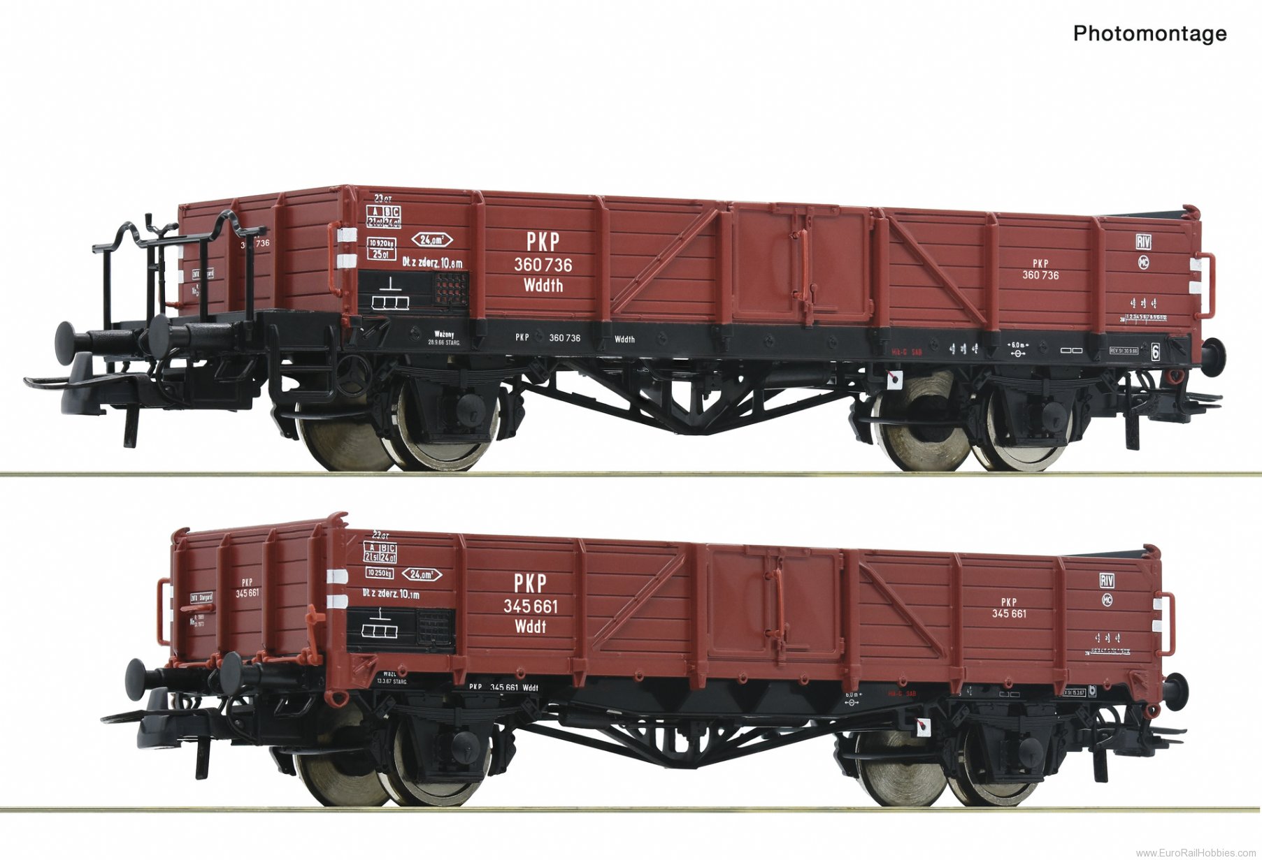 Roco 6600150 Roco PKP 2-piece set: Open freight Wagons