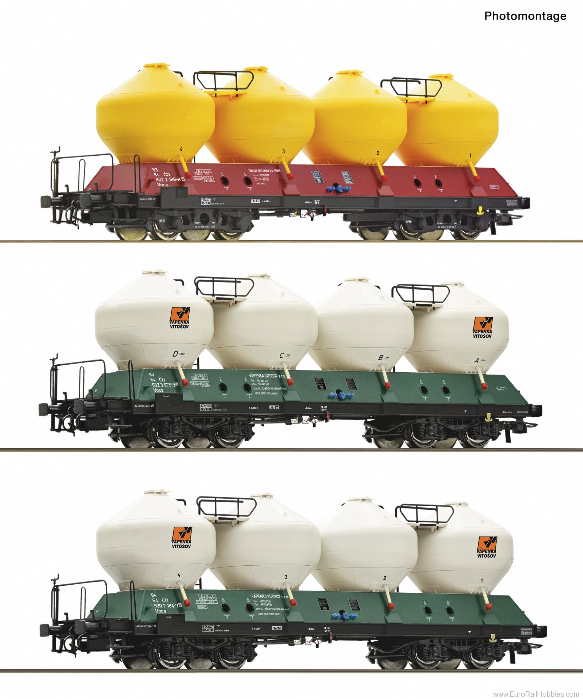 Roco 6600180 Roco CD 3 piece set: Silo Wagons