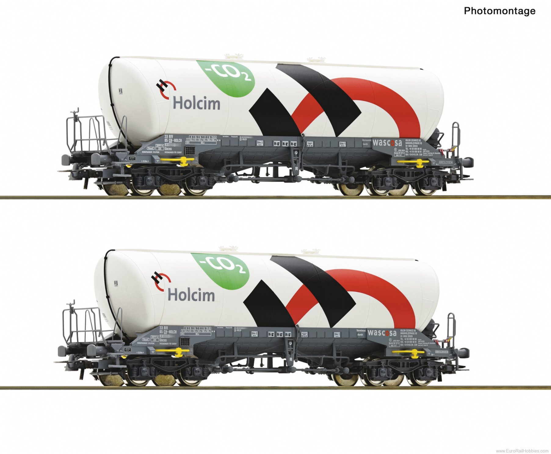 Roco 6600192 Roco 2 piece set: Silo Wagons, Holcim 