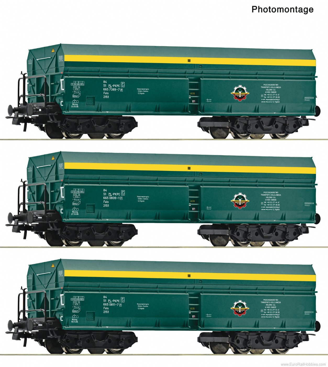 Roco 6600195 Roco 3 piece set: Self-unloading hopper Wagon