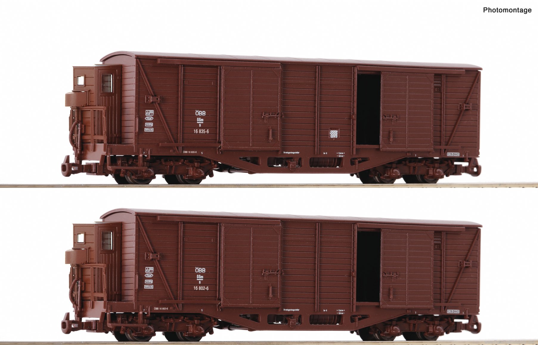 Roco 6640001 2-piece set: Covered freight wagon, ÃBB