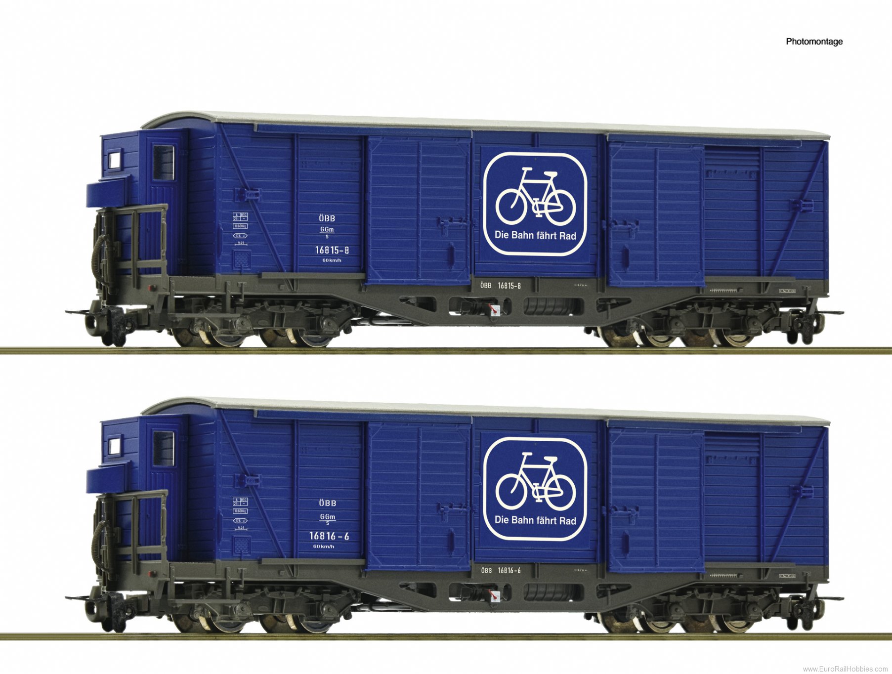 Roco 6640003 2 piece set: Bicycle transport wagons, ÃBB