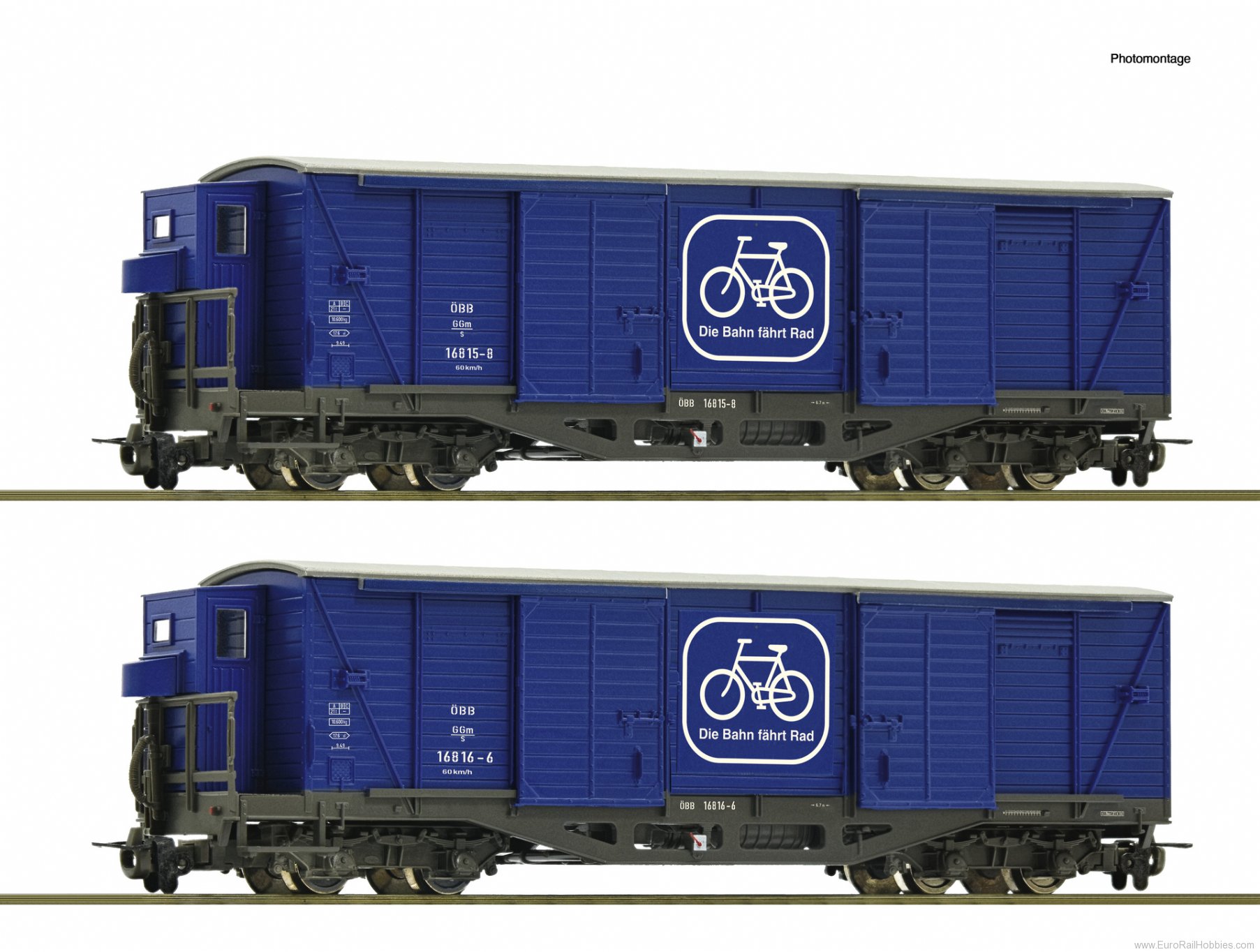 Roco 6640003 2 piece set: Bicycle transport wagons, ÃBB
