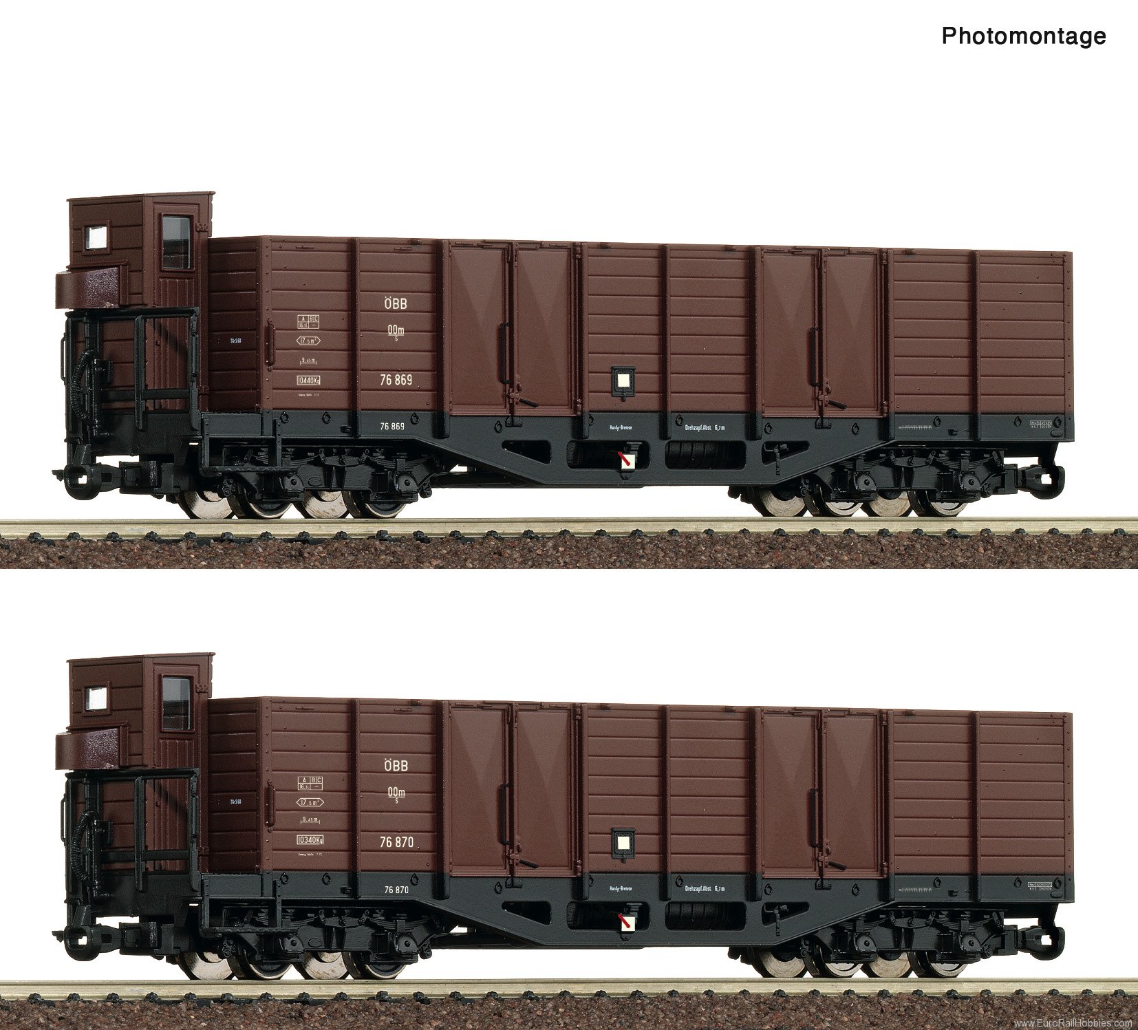 Roco 6640004 Roco OBB 2 piece set: Open goods Wagon