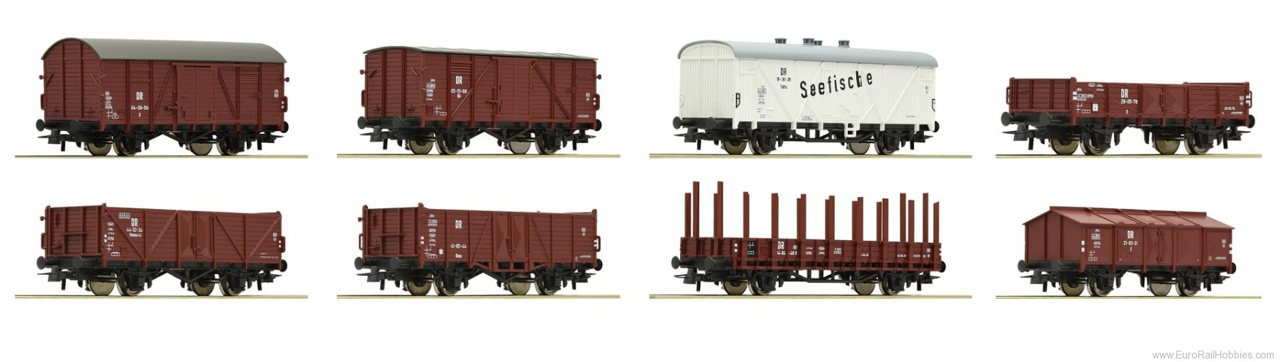 Roco 67127 8-piece set freight cars, DR
