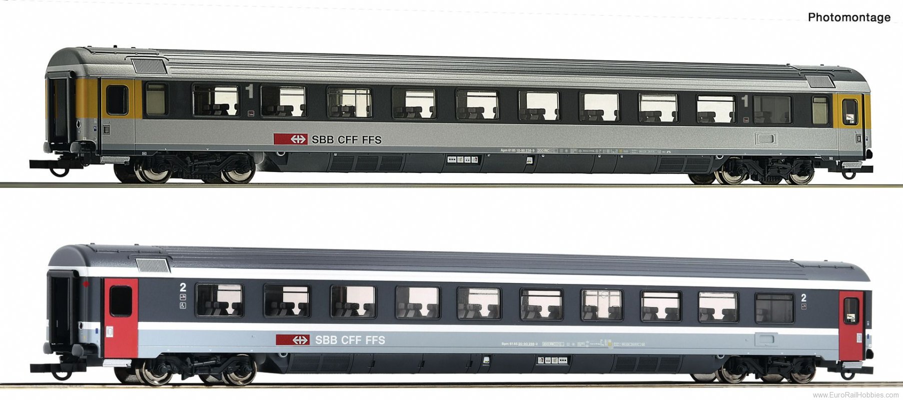 Roco 74023 2 piece set (3): EuroCity coaches EC 7, SBB
