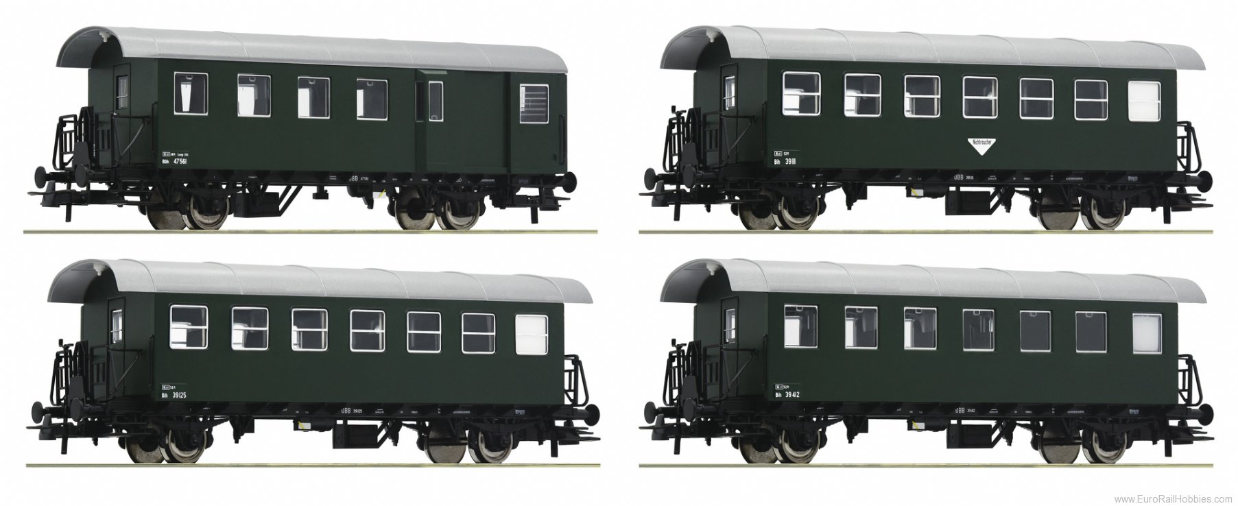 Roco 74026 4-piece set: Ribbed wagons, ÃBB