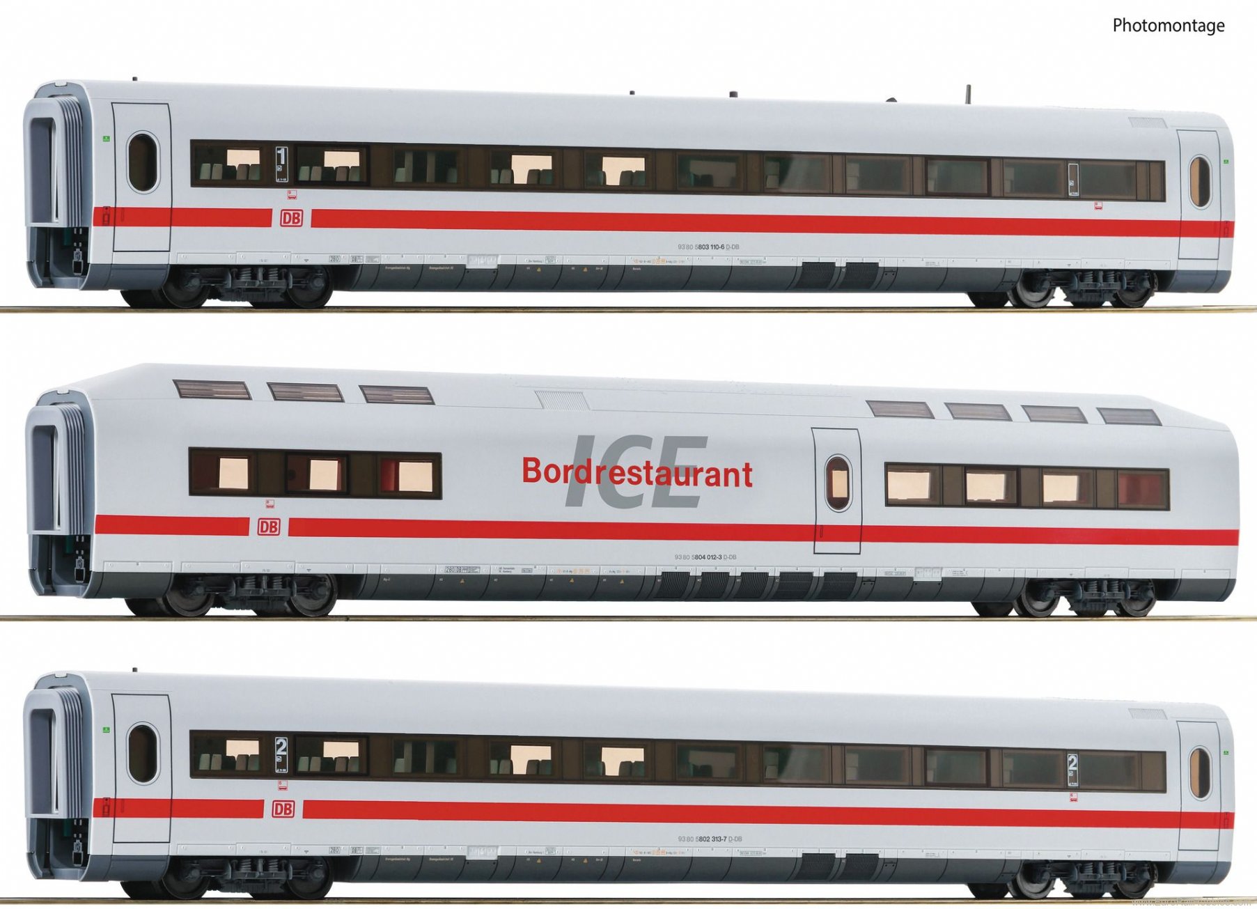 Roco 74028 3 piece set (1): Intermediate coaches ICE 1, 
