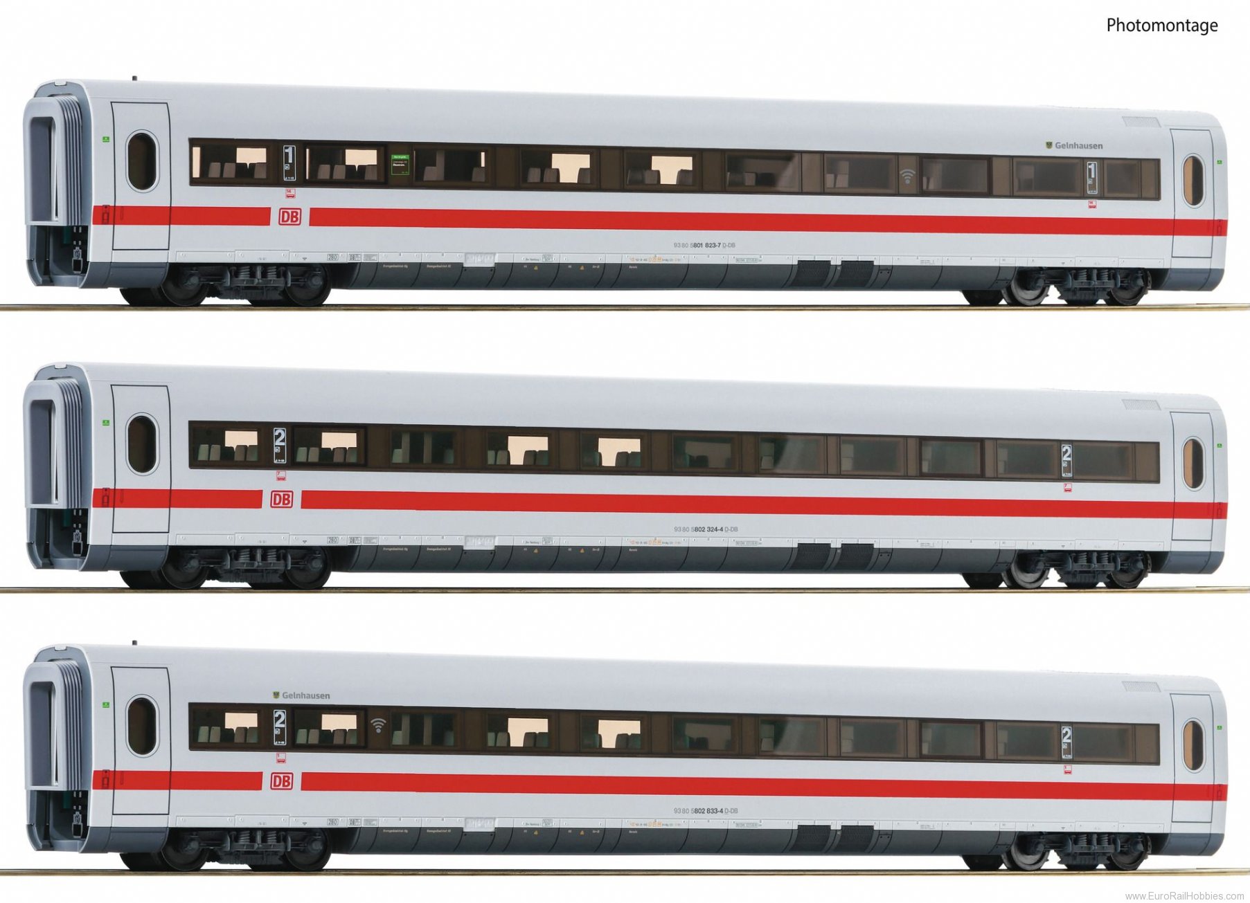 Roco 74029 3 piece set (2): Intermediate coaches ICE 1, 