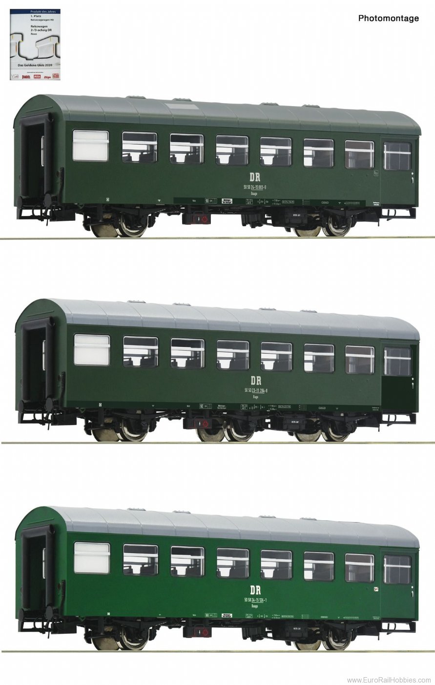 Roco 74071 3 piece set Reko wagons, DR (Set 2) 