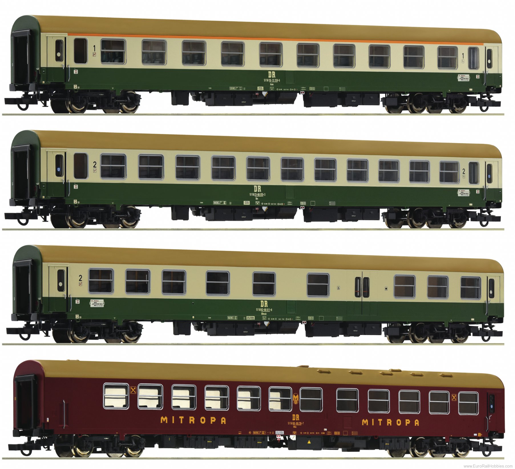 Roco 74189 DR 4 piece set 2: Passenger coaches D 375 Vin