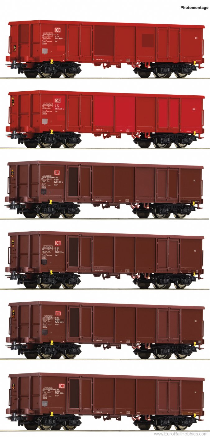 Roco 75858 6-piece display: Open freight wagons, DB AG