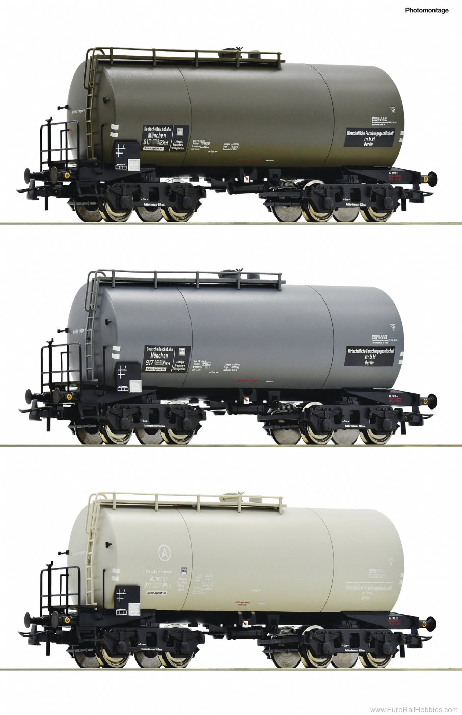 Roco 76015 DRG 3-piece set: Tank wagons 
