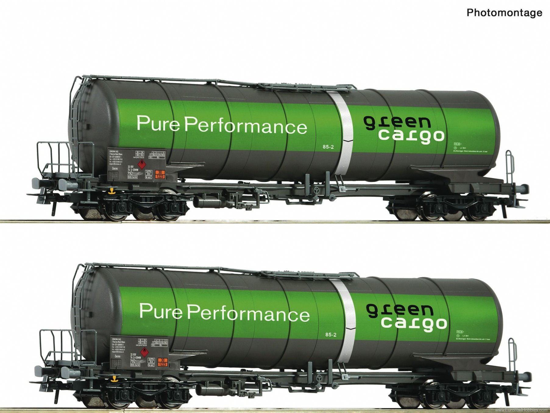 Roco 76026 2 piece set: Tank wagon, Green Cargo