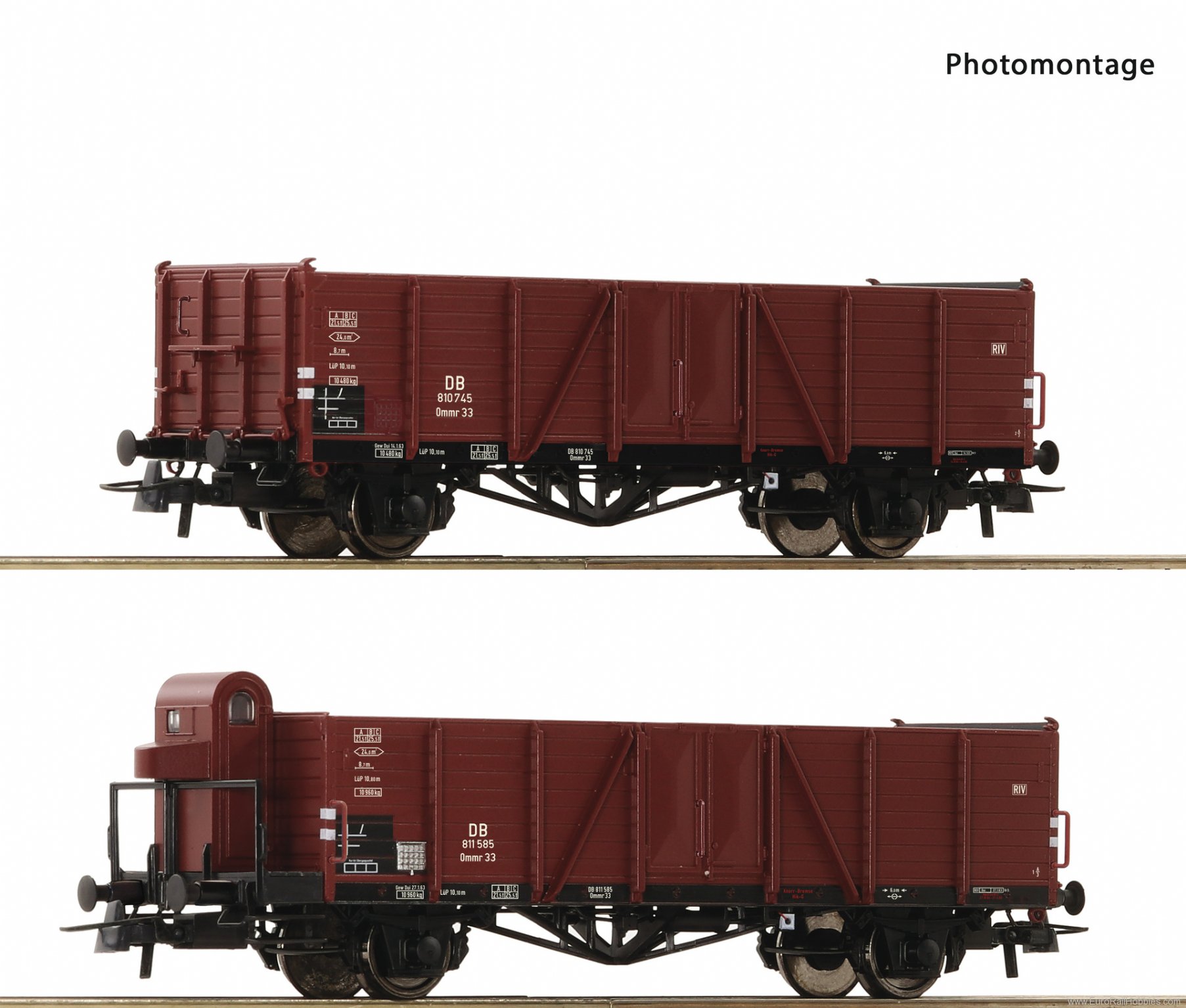 Roco 76289 2 piece set: Open goods wagons, DB