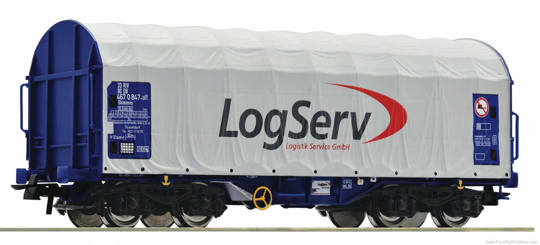 Roco 76451 Slide tarpaulin wagon, LogServ 