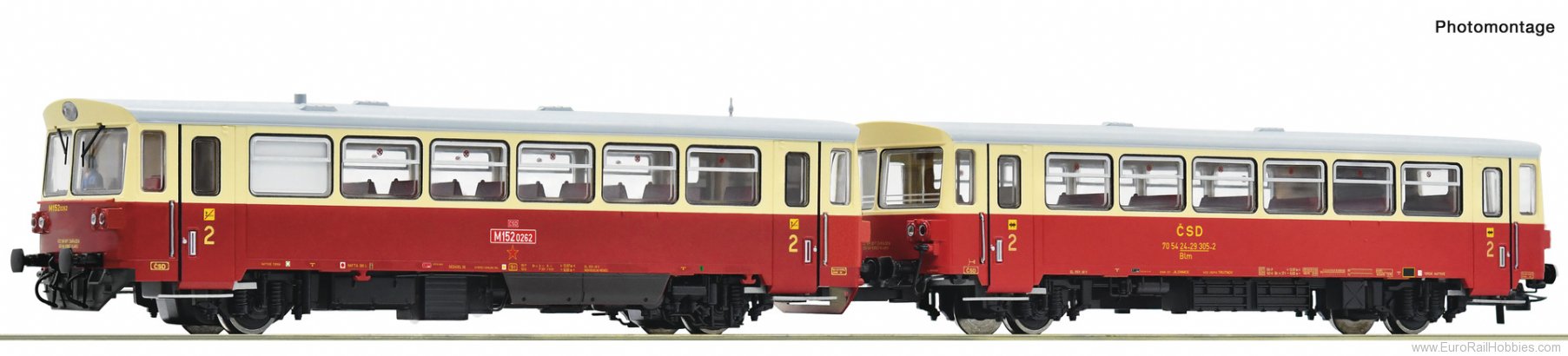 Roco 7700010 Diesel railcar M 152 0262 with trailer, CSD (