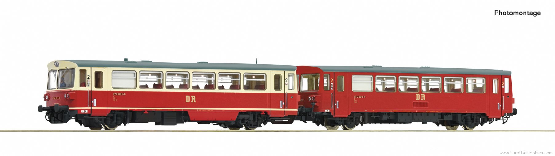Roco 7700013 Roco DR Diesel Railcar 174 001-8 w/Trailer