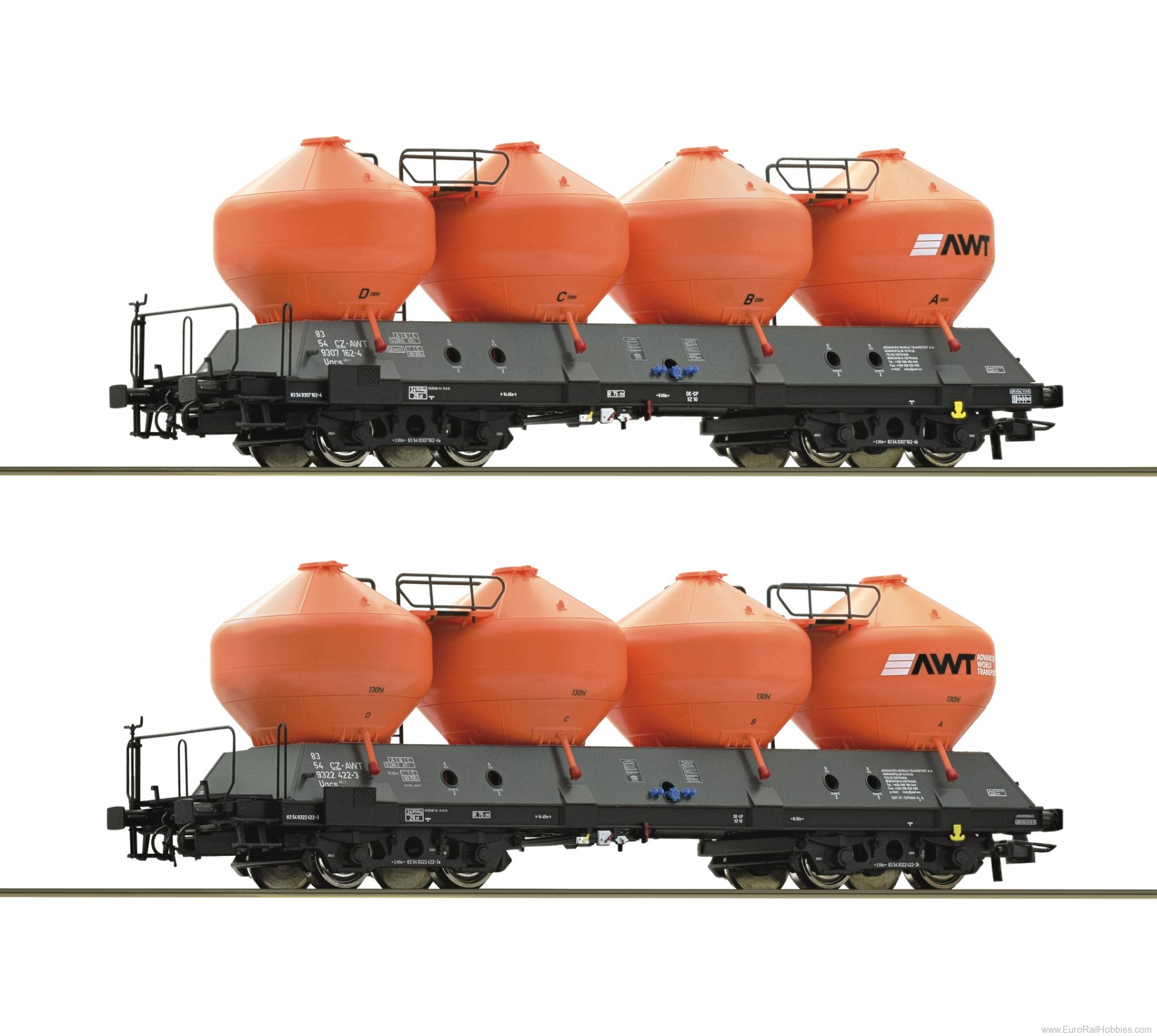 Roco 77002 2 piece set: Silo wagons, AWT