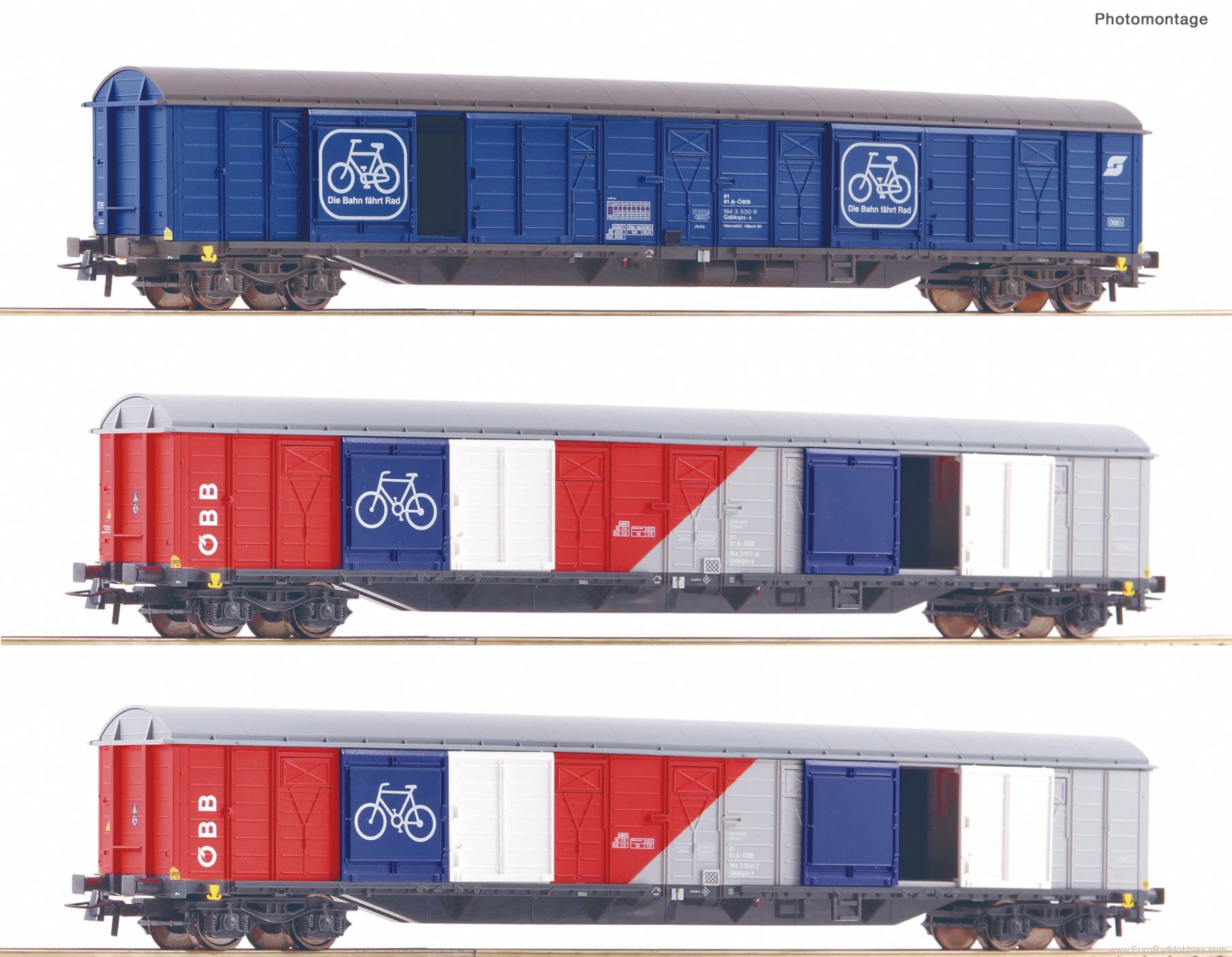 Roco 77022 3-piece set: Bicycle transport, ÃBB