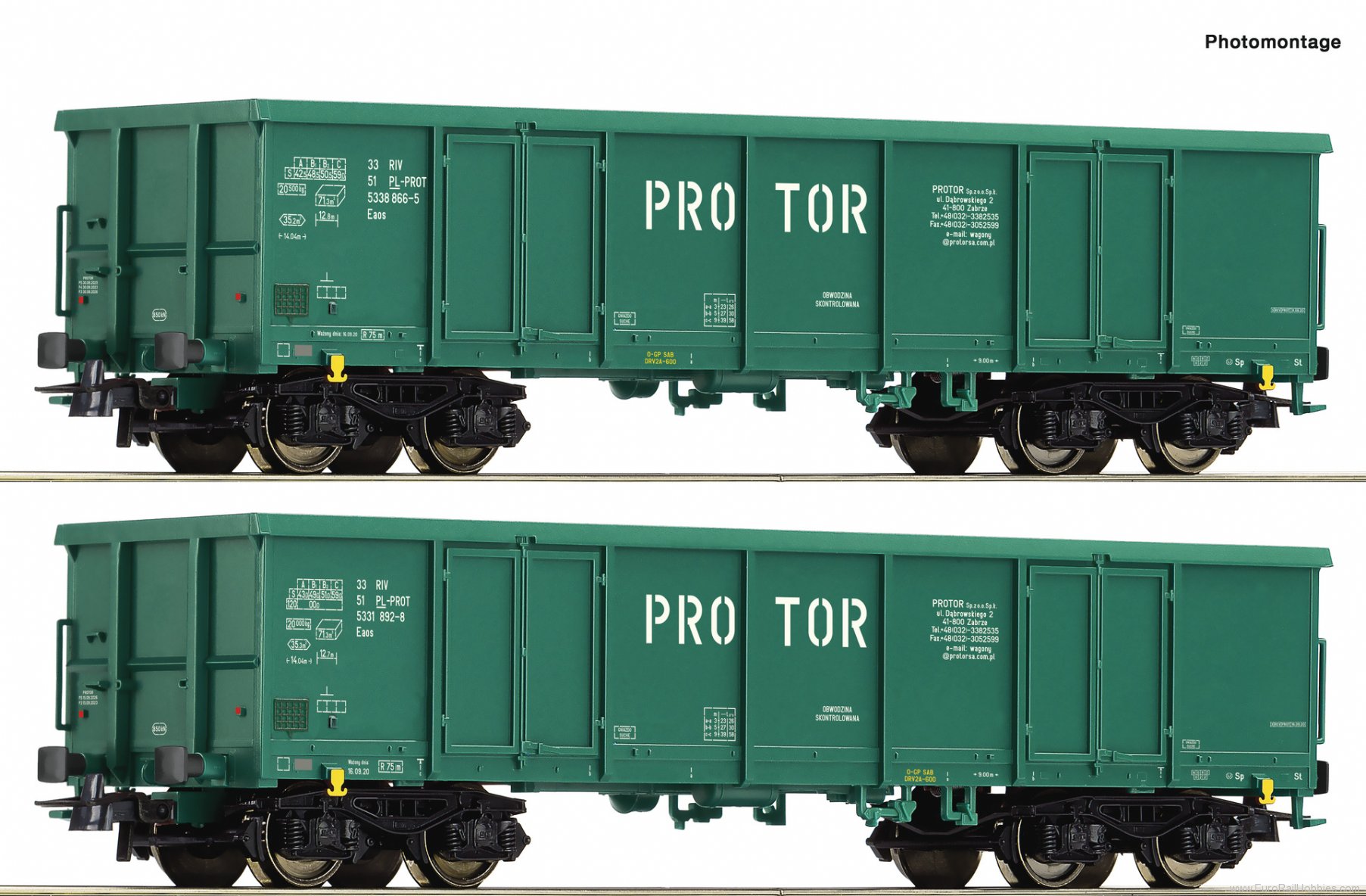 Roco 77032 2-piece set: Open freight wagon, PROTOR