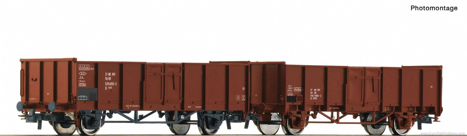 Roco 77035 2 piece set: Open goods wagons, DR