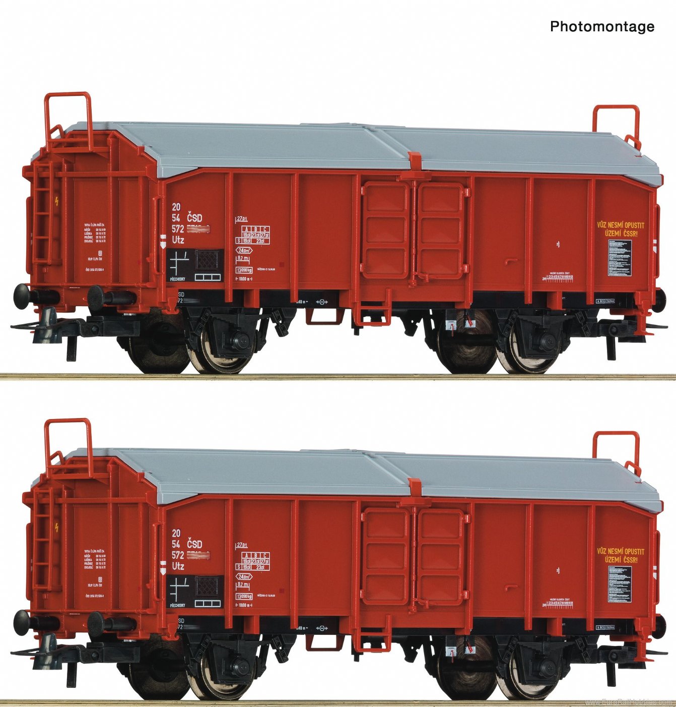 Roco 77040 2 piece set: Sliding roof wagons, CSD