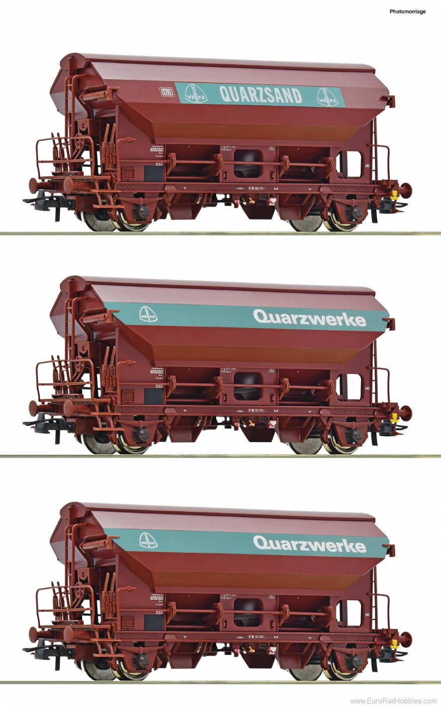Roco 77052 3 piece set: Swivel roof wagons, DB